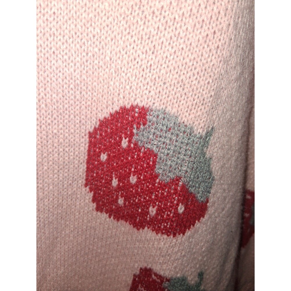 Shein Pink Strawberry Print Long Sleeve Cardigan Sz 3XL - Picture 2 of 3